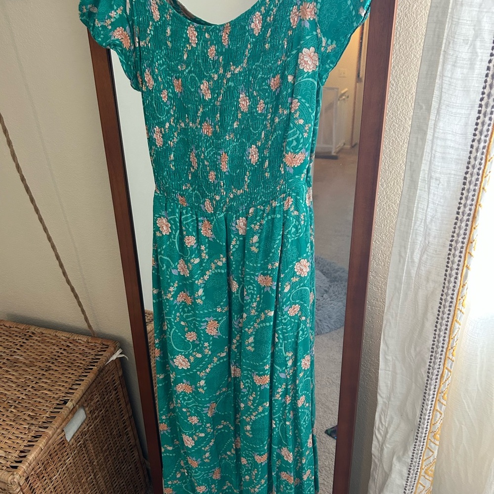 Three Bird Nest Green Floral Maxi Dress
